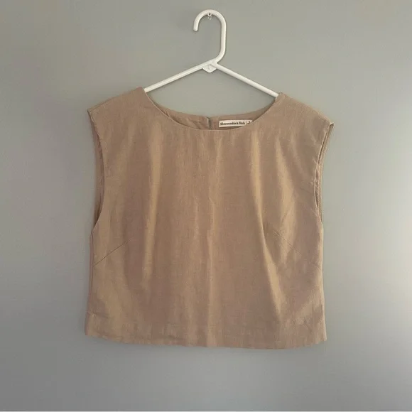 Abercrombie & Fitch Beige Linen Blend Tank Top - Picture 2 of 4